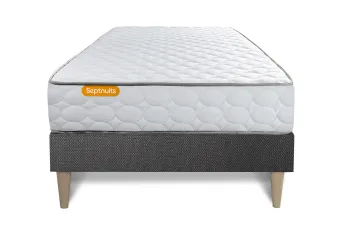 Ensemble Matelas Sommier 90x190 cm - Sommier Gris (en kit) - Memo