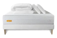 Pack lit complet 140x190 cm - Matelas + Sommier Blanc (en kit) + 2 oreillers + Couette - Memo Bio Pack lit complet 140x190 cm - Matelas + Sommier Blanc (en kit) + 2 oreillers + Couette - Memo Bio