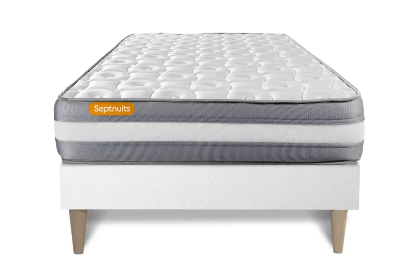 Ensemble Matelas Sommier 90x190 cm - Sommier Blanc (en kit) - Memo Plus