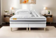 Pack lit complet 160x200 cm - Matelas + 2 Sommiers Blancs + 2 oreillers + Couette - Memo Spring Pack lit complet 160x200 cm - Matelas + 2 Sommiers Blancs + 2 oreillers + Couette - Memo Spring