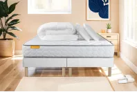 Pack lit complet 160x200 cm - Matelas + 2 Sommiers Blancs + 2 oreillers + Couette - Memo Pack lit complet 160x200 cm - Matelas + 2 Sommiers Blancs + 2 oreillers + Couette - Memo