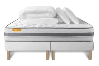 Pack lit complet 180x200 cm - Matelas + 2 Sommiers Blancs + 2 oreillers + Couette - Memo Spring Pack lit complet 180x200 cm - Matelas + 2 Sommiers Blancs + 2 oreillers + Couette - Memo Spring