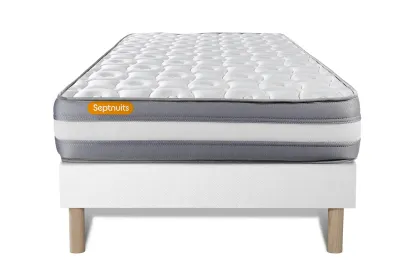 Ensemble Matelas Sommier 90x190 cm - Sommier Blanc (d&eacute;j&agrave; mont&eacute;) - Memo Plus