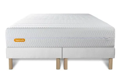 Ensemble Matelas Sommier 200x200 cm - 2 Sommiers Blanc - Memo Bio