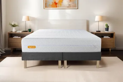 Ensemble Matelas Sommier 180x200 cm - 2 Sommiers Gris - Memo Bio