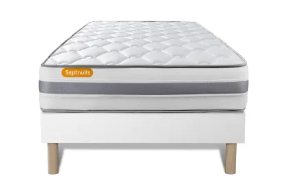 Ensemble Matelas Sommier 90x200 cm - Sommier Blanc (d&eacute;j&agrave; mont&eacute;) - Memo Spring