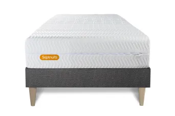 Ensemble Matelas Sommier 90x200 cm - Sommier Gris (en kit) - Memo Bio