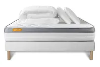 Pack lit complet 140x190 cm - Matelas + Sommier Blanc + 2 oreillers + Couette - Memo Zen Pack lit complet 140x190 cm - Matelas + Sommier Blanc + 2 oreillers + Couette - Memo Zen