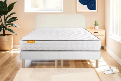 Ensemble Matelas Sommier 160x200 cm - 2 Sommiers Blanc - Memo