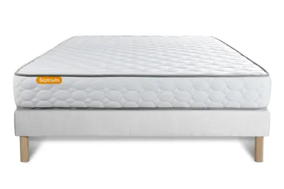 Ensemble Matelas Sommier 140x190 cm - Sommier Blanc (d&eacute;j&agrave; mont&eacute;) - Memo