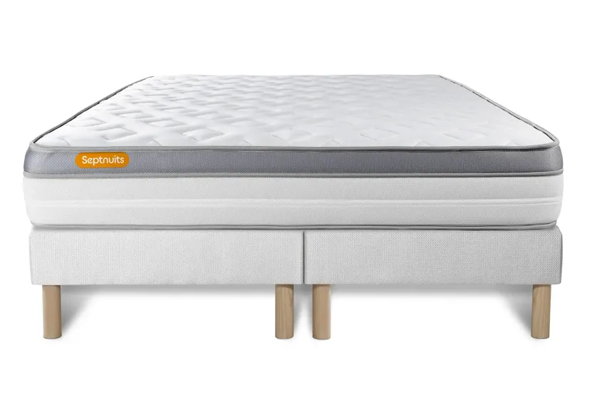 Ensemble Matelas Sommier 180x200 cm - 2 Sommiers Blanc - Memo Zen