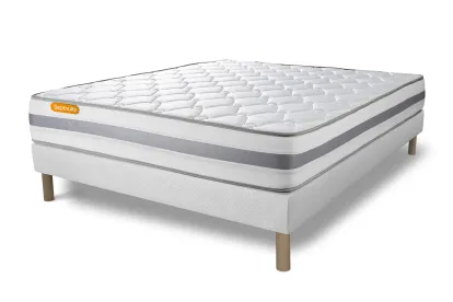Ensemble Matelas Sommier 140x200 cm - Sommier Blanc (d&eacute;j&agrave; mont&eacute;) - Memo Spring