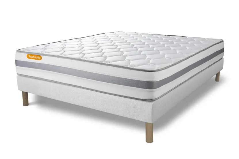 Ensemble Matelas Sommier 140x200 cm - Sommier Blanc (déjà monté) - Memo Spring