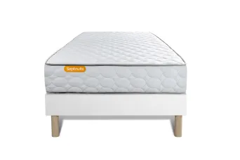 Ensemble Matelas Sommier 90x190 cm - Sommier Blanc (déjà monté) - Memo