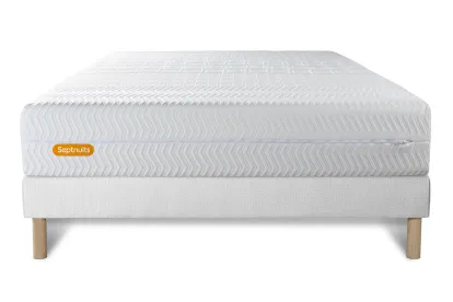 Ensemble Matelas Sommier 140x190 cm - Sommier Blanc (d&eacute;j&agrave; mont&eacute;) - Memo Bio
