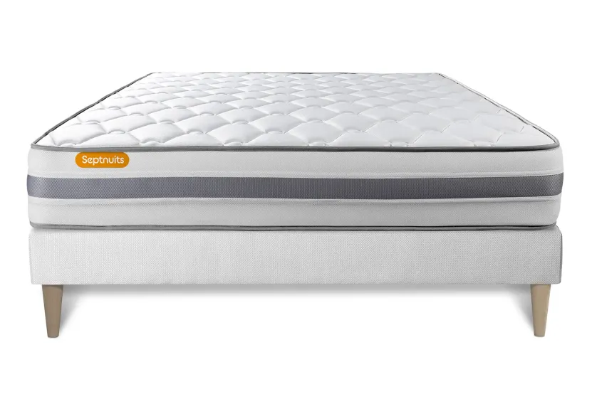 Ensemble Matelas Sommier 200x200 cm - Sommier Blanc (en kit) - Memo Spring