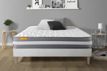 Ensemble Matelas Sommier 200x200 cm - Sommier Blanc (en kit) - Memo Plus