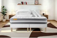 Pack lit complet 160x200 cm - Matelas + 2 Sommiers Blancs + 2 oreillers + Couette - Memo Plus Pack lit complet 160x200 cm - Matelas + 2 Sommiers Blancs + 2 oreillers + Couette - Memo Plus