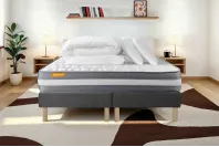 Pack lit complet 200x200 cm - Matelas + 2 Sommiers Gris + 2 oreillers + Couette - Memo Plus Pack lit complet 200x200 cm - Matelas + 2 Sommiers Gris + 2 oreillers + Couette - Memo Plus