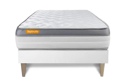 Ensemble Matelas Sommier 90x200 cm - Sommier Blanc (en kit) - Memo Zen