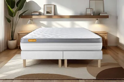 Ensemble Matelas Sommier 180x200 cm - 2 Sommiers Blanc - Memo Zen