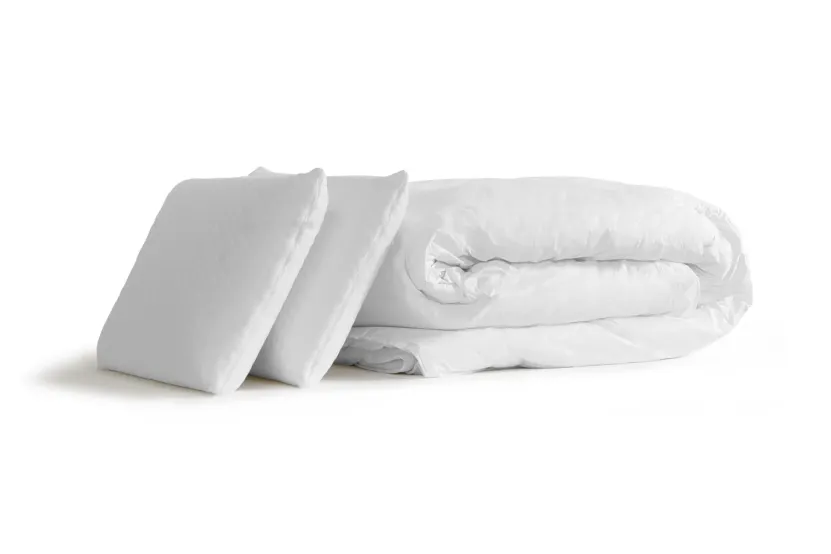 Pack lit complet 200x200 cm - Matelas + 2 Sommiers Blancs + 2 oreillers + Couette - Memo Zen