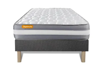 Ensemble Matelas Sommier 90x200 cm - Sommier Gris (déjà monté) - Memo Plus