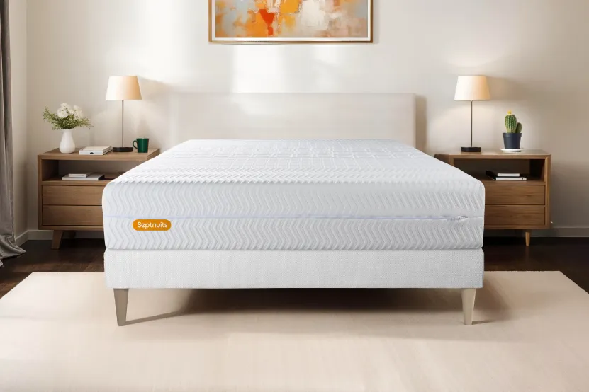 Ensemble Matelas Sommier 160x200 cm - Sommier Blanc (en kit) - Memo Bio