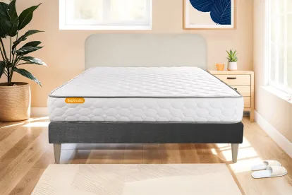 Ensemble Matelas Sommier 180x200 cm - 2 Sommiers Gris - Memo