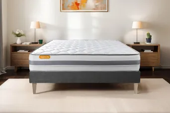 Ensemble Matelas Sommier 140x200 cm - Sommier Gris (en kit) - Memo Spring