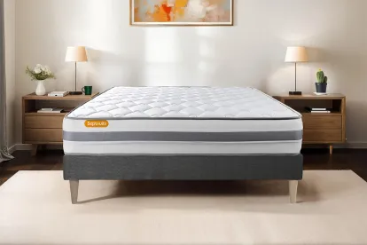 Ensemble Matelas Sommier 160x200 cm - Sommier Gris (en kit) - Memo Spring