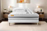 Pack lit complet 160x200 cm - Matelas + Sommier Blanc (en kit) + 2 oreillers + Couette - Memo Spring Pack lit complet 160x200 cm - Matelas + Sommier Blanc (en kit) + 2 oreillers + Couette - Memo Spring