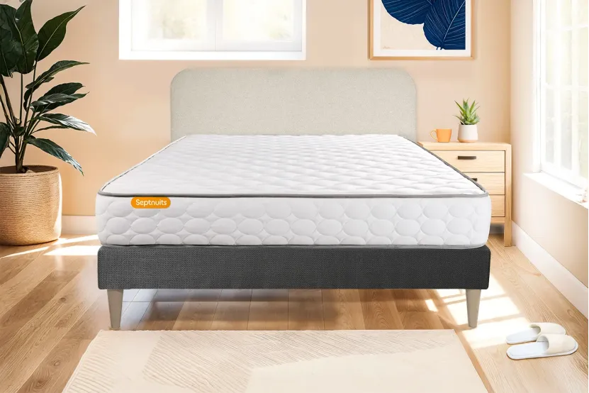 Ensemble Matelas Sommier 140x200 cm - Sommier Gris (en kit) - Memo