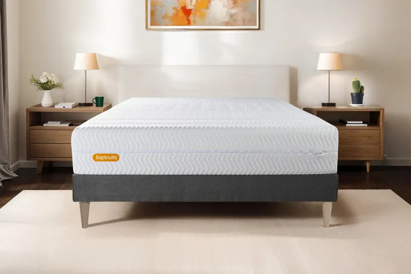 Ensemble Matelas Sommier 140x190 cm - Sommier Gris (en kit) - Memo Bio